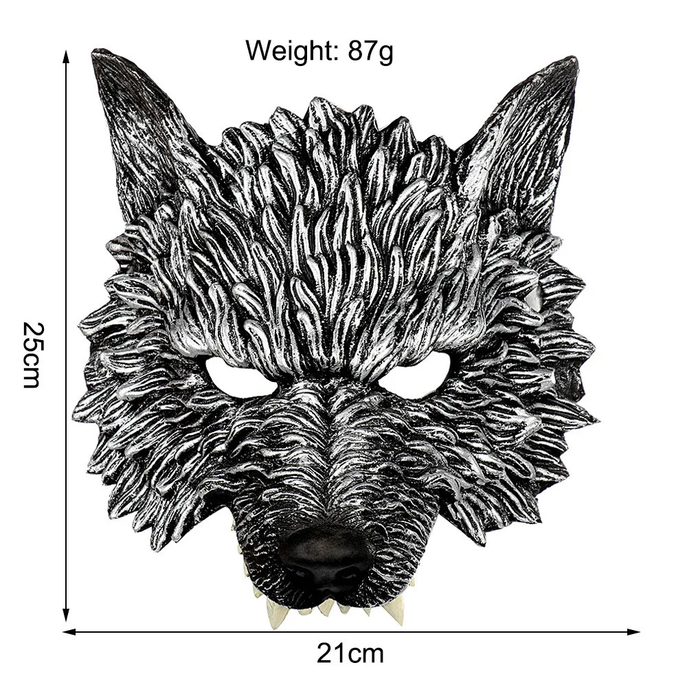 Horror Wolf Mask Cosplay Animal 3D Half Face Pu Foam Masks Halloween Carnival Masquerade Costume Props For Kids and Adult