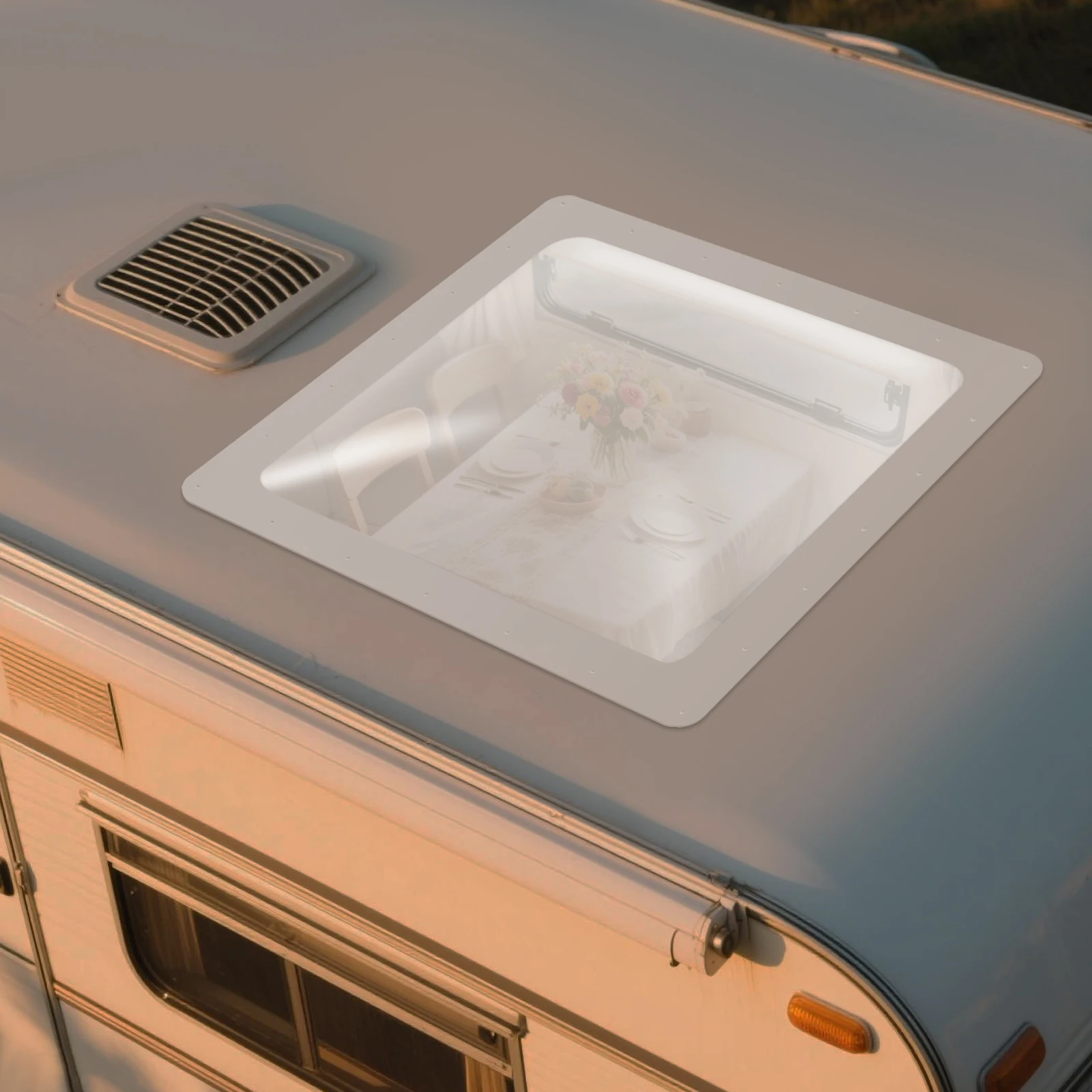 واضح PC RV كوة مقاومة للأشعة فوق البنفسجية العلاج قبة خارجية 3.77 رطل الوزن الصافي دائم استبدال مباشر 26x26in تركيب المسمار