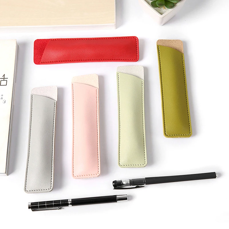 1X PU Leather Pencil Case School Pen Storage Bag Cute Pen Case Cute Pen Protective Sleeve Small Sign Pen Cover Leather Case Gift