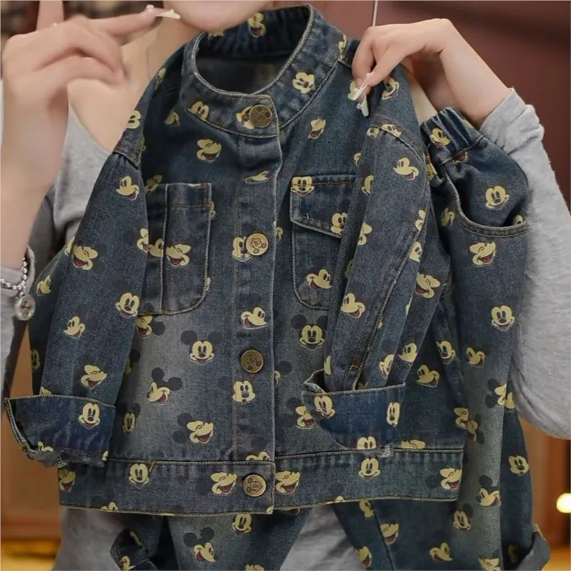 

Children Boys Clothing Set Spring Autumn Cartoon Mickey Mouse Full printing Denim Coat Pants Suit Kids Casual Outfit 2-10 Year