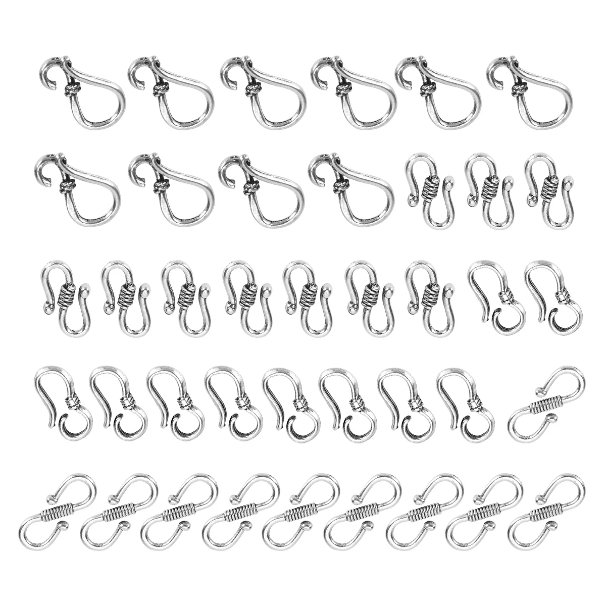 

40 Pcs Tibetan Silver Alloy Buckle Link Necklace Clasp Shape Jewelry S-shaped End Retro Toggle Hook Ring