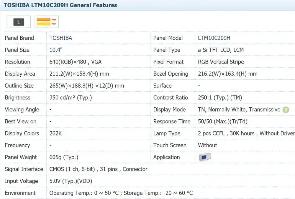 10,4-ДЮЙМОВАЯ ЖК-ПАНЕЛЬ LTM10C209H LTM10C209A LTM10C209 НОВАЯ на складе