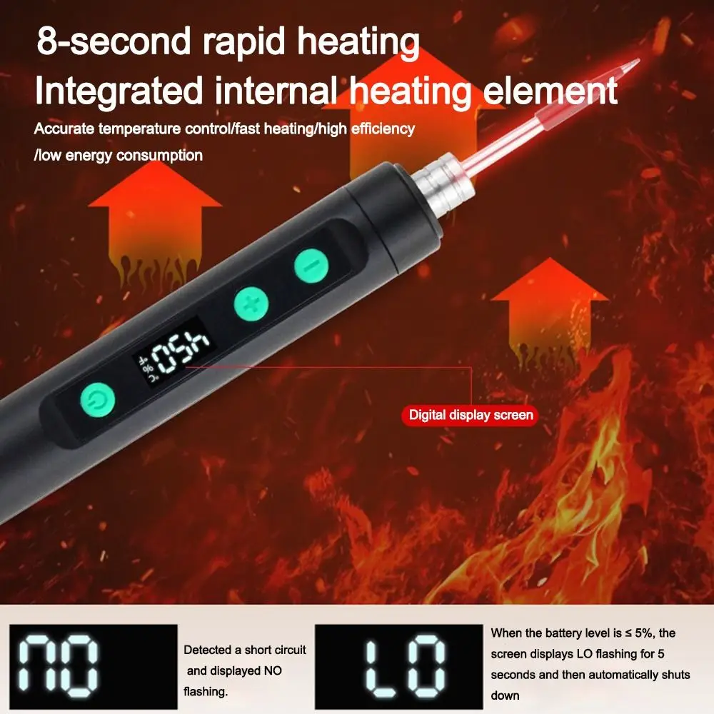 Adjustable Temperature Speed Heating 5V/15W Digital Display Soldering Iron Welding Repair Tool Cordless USB Soldering Iron