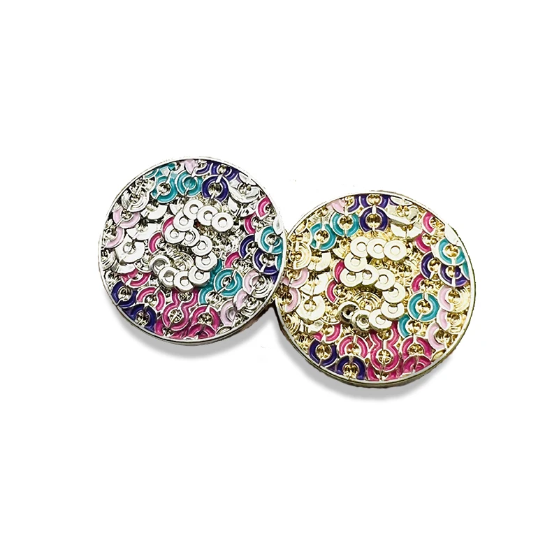 

6pcs Fashion Luxury Metal Buttons Retro Colored Circular 5 Number Buttons Handsewn Buttons For Women's Clothing Accessory