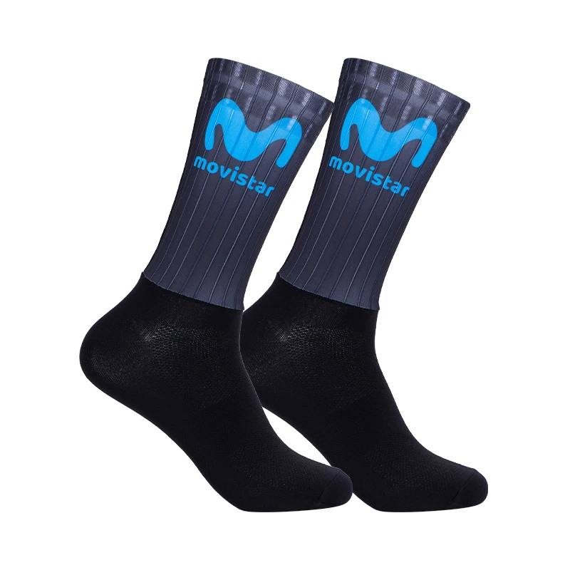 

Новые компрессионные носки Pro Aero, противоскользящие силиконовые летние велосипедные носки для мужчин и женщин, велосипедные спортивные носки до середины икры для бега, черные