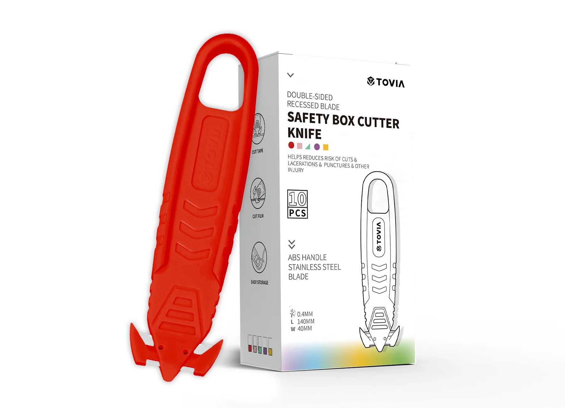 Cuchillo de Seguridad T TOVIA para Abrir Cajas, Cartones, Paquetes y Cintas Adhesivas, Herramienta para el Hogar y la Oficina