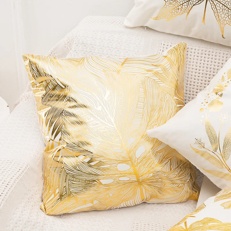 Velvet Soft Gold Throw Pillowcovers Foil Home Decorative Throw Cushion Cases 45x45 cm for Sofa Car Couch Bedroom