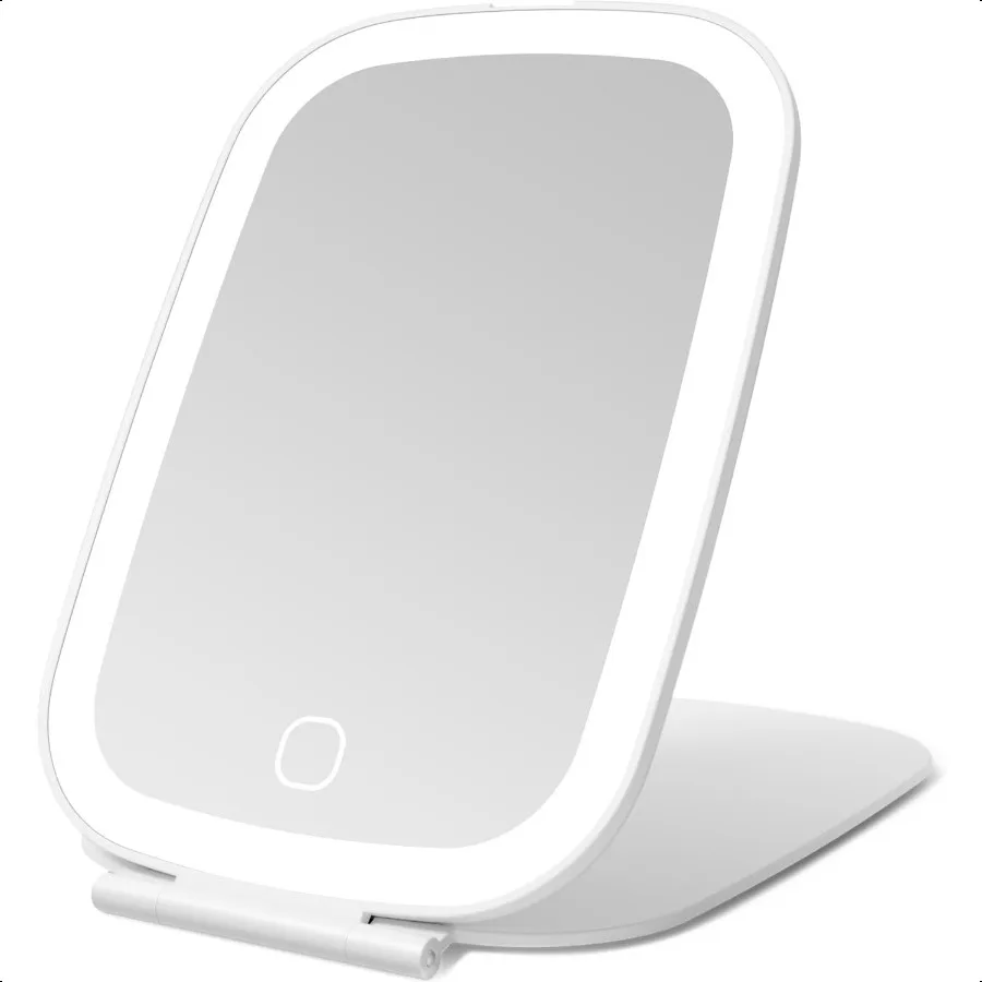 

Travel Makeup Mirror Rechargeable Portable Mirror with Lights 3 Color Lighting 7.5 inch Ultra Thin and Lightweight LED Folding