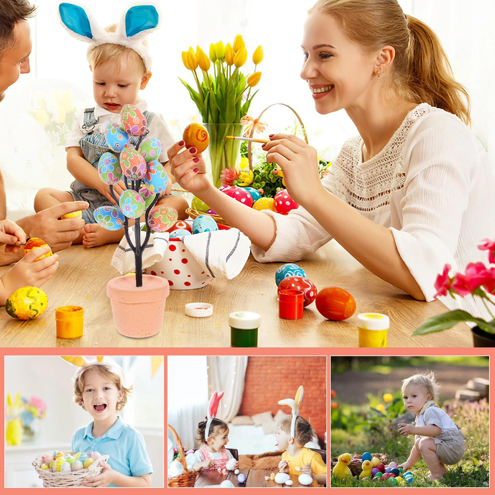 

Easter Egg Bonsai Statue Tabletop Centerpiece Decorative Plastics Party DecorationFestive Atmosphere Delicate Design