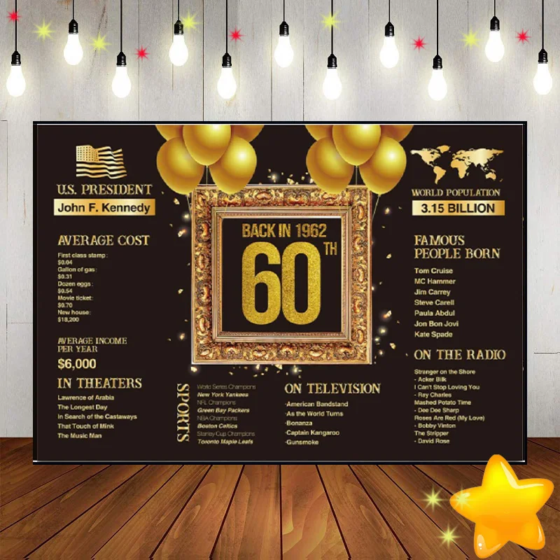 Happy 60th Birthday Background Photography Backdrops Red Photo Vinyl Custom Backdrop Man Decoration Prince Golden Boy Girl Sweet