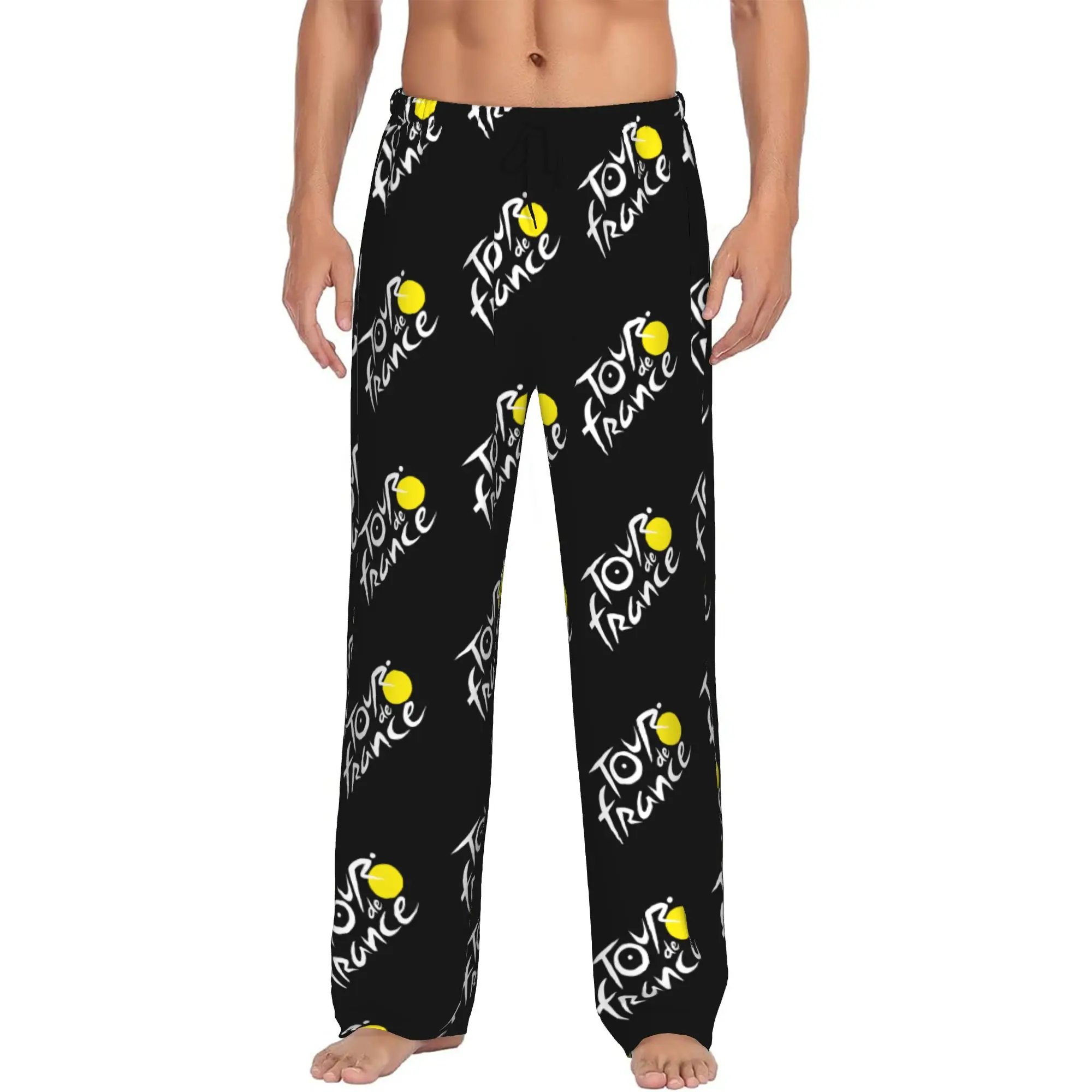 Custom Printed Men's France TDF Tour  Pajama Pants  Sleepwear Sleep Lounge Bottoms with Pockets