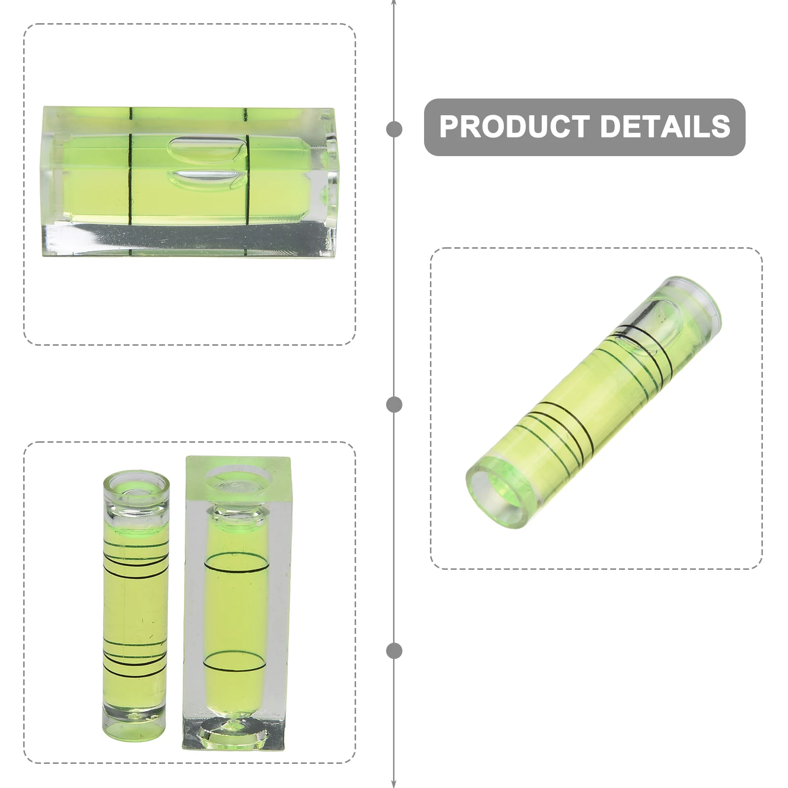 Practical High Quality Levelers Spirit-Level 2 Pcs Bead Type Bubble Easy To Use Mechanical Strip Transparent +Green