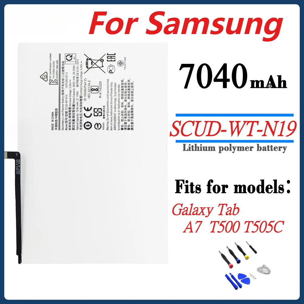 

New 7040mAh SCUD-WT-N19 Replacement Battery for Samsung Galaxy Tab A7 T505C T500 Tablet Batteria +Tools Kits