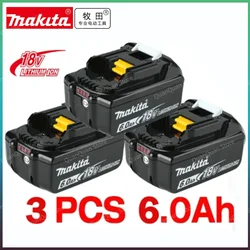 Makita 정품 교체형 LED 리튬 이온 배터리, 충전식 전동 공구 배터리, LXT BL1860B BL1860, 18V 6.0Ah