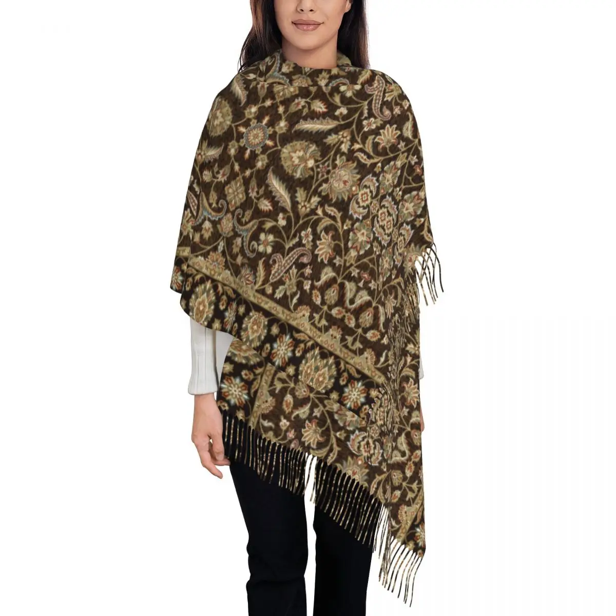 Bohemia Ethnic Tribal Carpet Tassel Scarf Women Soft Antique Persian Rug Shawls Wraps Lady Winter Fall Scarves