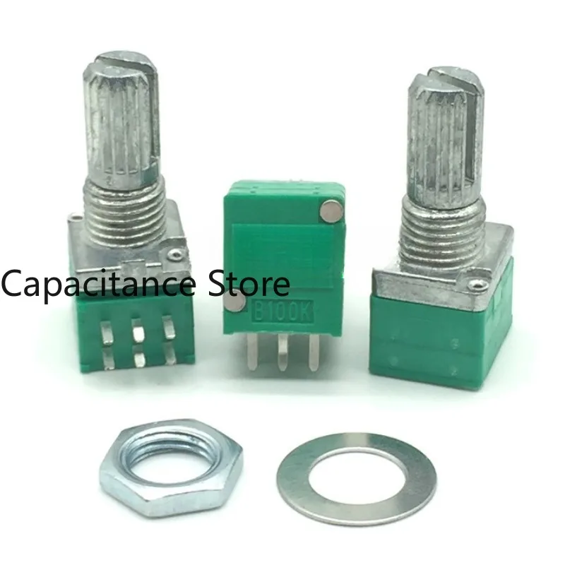 10PCS Double potentiometer RK097 B1K5K 10k 20k 100k 500k 6-pin shaft length is 15mm.