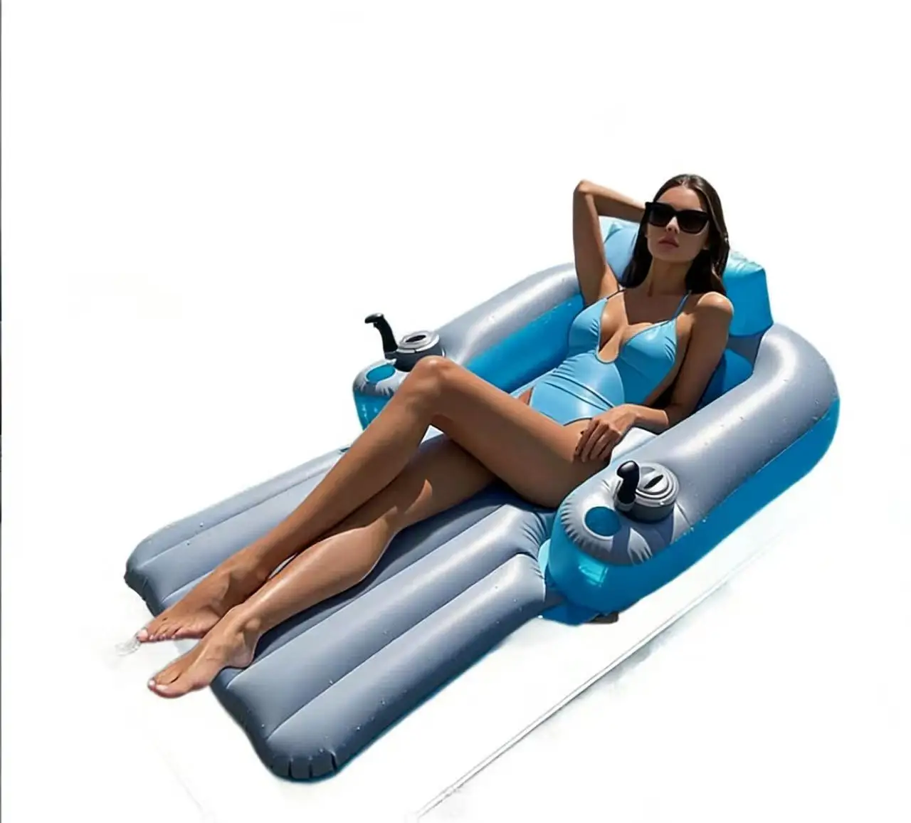 Water Inflatable Double Electric Lounger Adult Pool Jet Skis Boat Floating Row with Thrusters