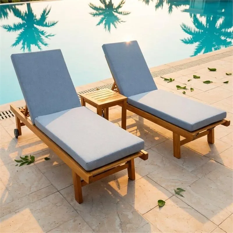 for Outdoor Courtyard Bed Solid Wood Lounger Balcony Garden Villa Seaside Swimming Pool Leisure Preservative Wood Beach Chair
