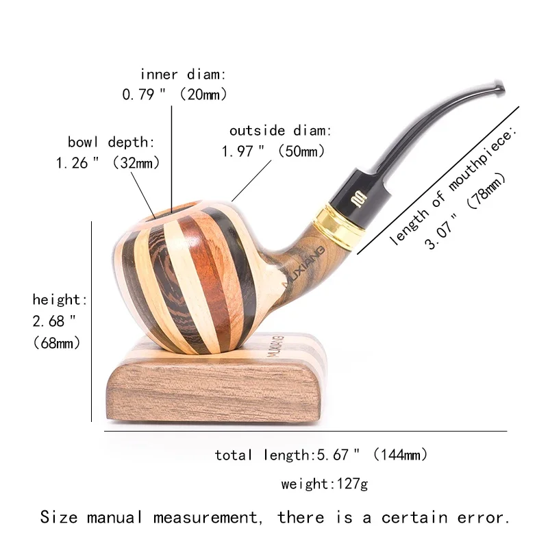 أنبوب التبغ MUXIANG أنبوب خشب براير أنبوب منحوت يدويًا أنبوب ربط الخشب المستورد يحتوي على أنبوب بريار الخشبي الممتاز #5