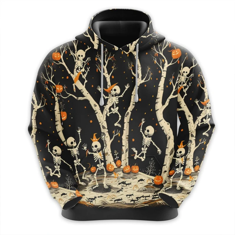 Cartoon Spooky Graphic Sweatshirt Horror Ghost Hoodie For Men Casual Female Pullovers Halloween Streetwear Boy Gifts Hoody Tops