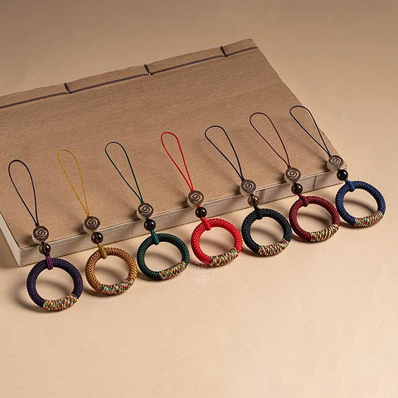 Kreativer Handy-Handschlaufe im chinesischen Stil, feiner, schlichter Schlüsselanhänger, Taschenanhänger, handgewebter Ring, Schnallenanhänger, Wolkenmuster – Detail 3