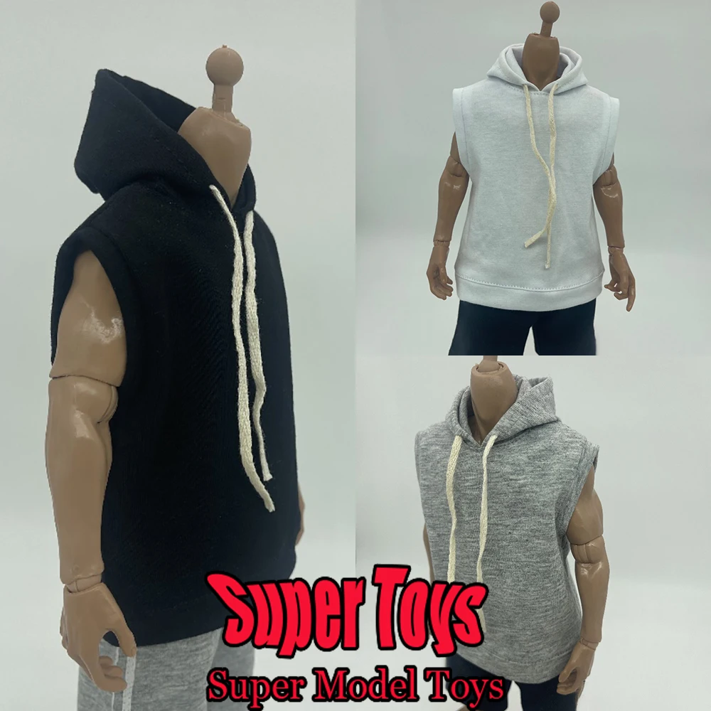 

1/6 Scale Male Soldier Clothes Accesssory Casual Trendy Solid Color Sleeveless Hoodie Fit 12-inches Action Figure Model Doll
