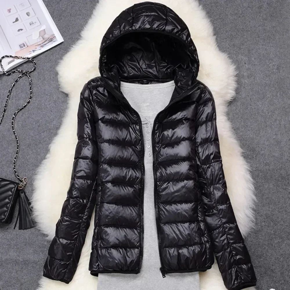 2024 Puffer Jacket Women Ultra Light Weight Packable Hooded Down Coats Female New Spring Autumn Winter Inner Dock Down Coat