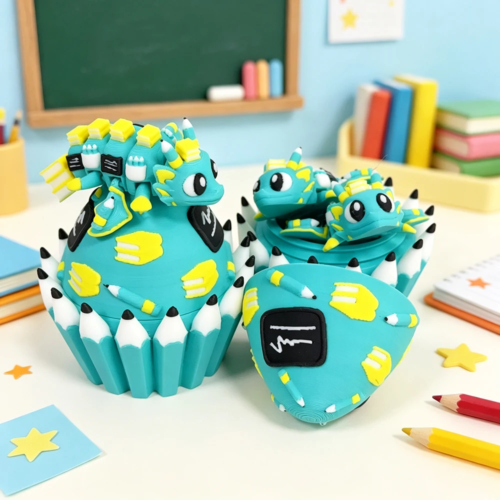 3d Printed Dragon Teacher + Dragon Egg Model Set Plastic Desk Decoration Sculpture Ornaments