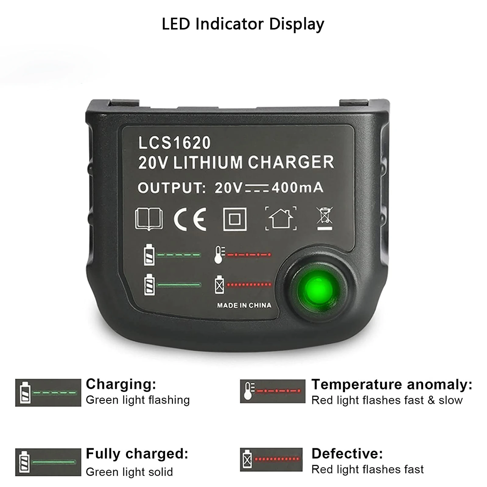 20V Lithium Battery LCS1620 Charger Compatible for Black & Decker  LBXR20 LBX20 LB20 LBXR20-OPE LBX 4020 LB2X4020