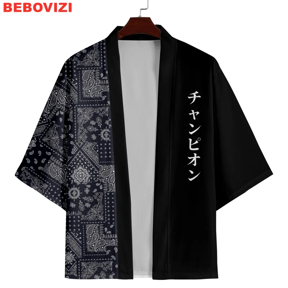 Fashion Cashew Flower Print Cardigan Haori 2024 Women Beach Yukata Kimono Streetwear Men Asian Clothing Plus Size 4XL 5XL 6XL