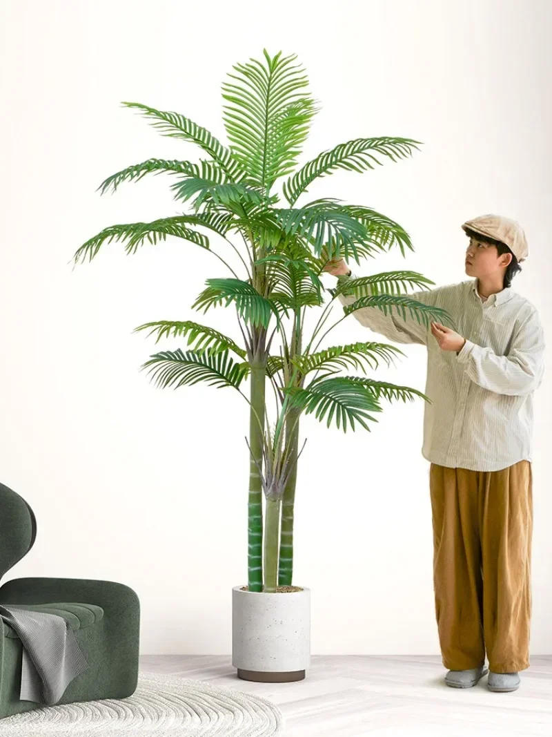 Artificial green plant coconut tree, indoor landscaping, tropical sunflower needle sunflower large potted decoration hotel