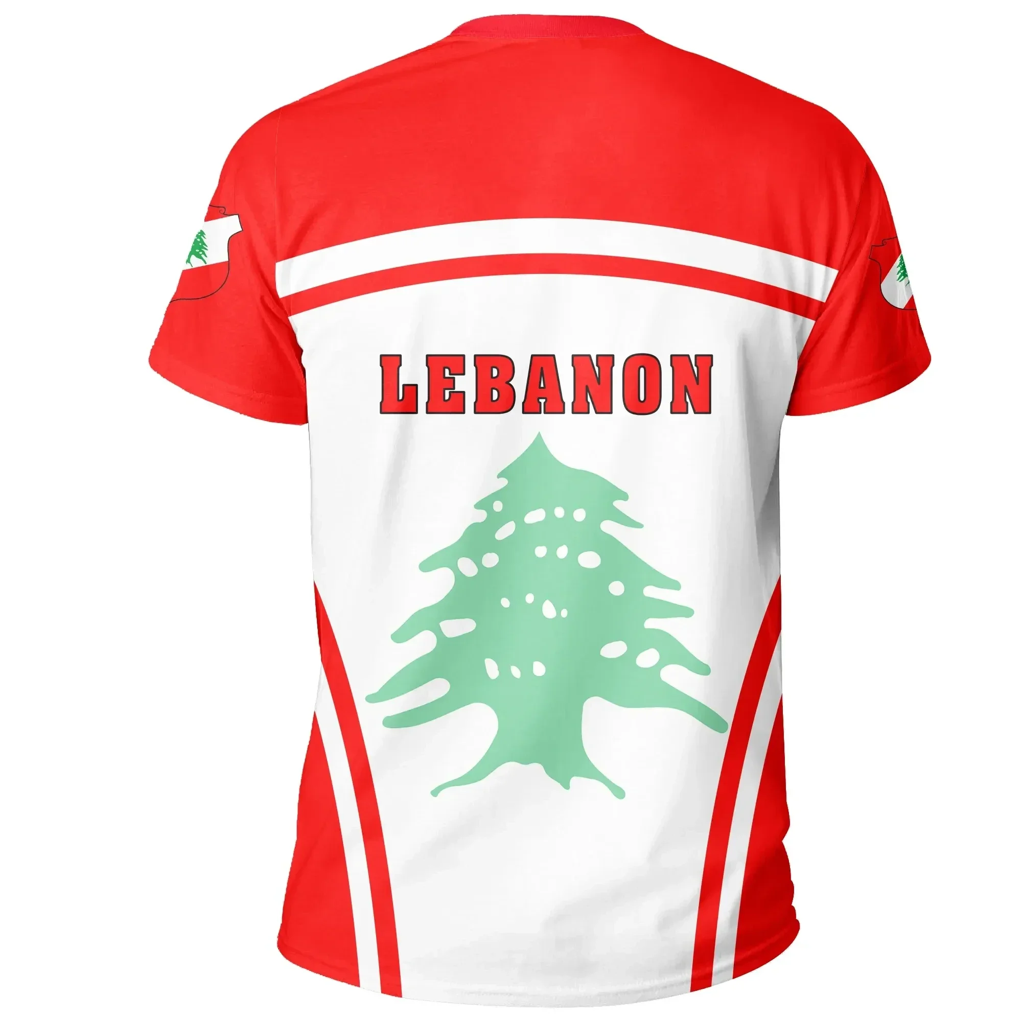 Lebanon T-Shirt 2024 Men\'s Flag of Lebanon Flag T-Shirt Casual Fashion Street Oversize Round Neck T-Shirt