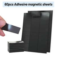 60 Pcs/Set 2x5cm Flexible Self-Adhesive Magnetic Sheets Mini Refrigerator Magnets & Magnetic Memory Labels