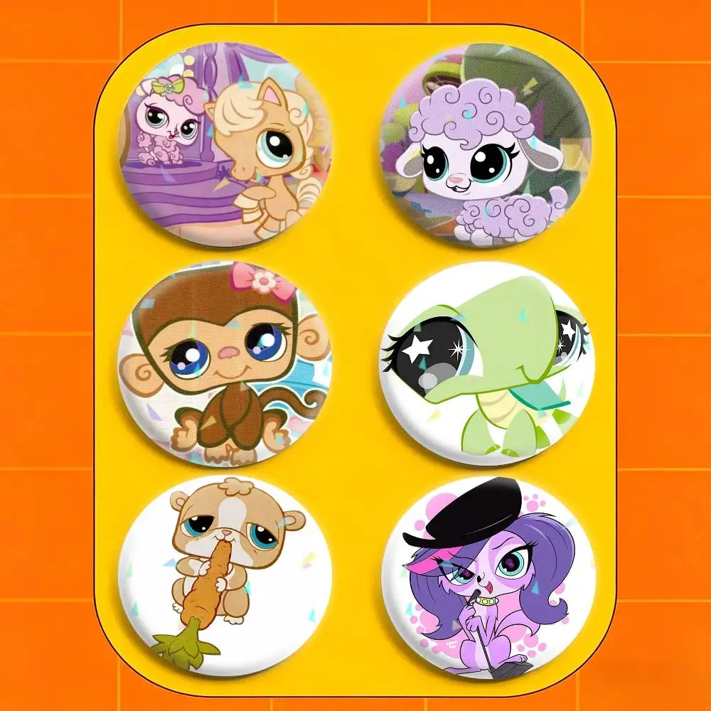 l-l-Littlest Pet Shop 32/44/58 mm handgefertigte Anstecknadeln, runde Brosche, Abzeichen, Rucksäcke, Kleidung, Schmuck, Geschenke