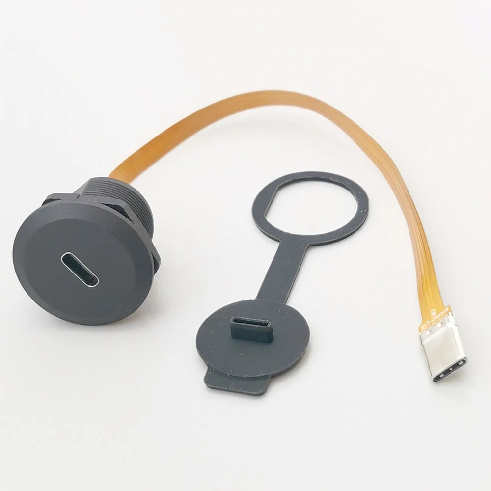 

20pcs Circular Waterproof Screw Nut Locking Plate Chassis Panel Mount Usb Type C Usb3.1 Connector Adapter Type-C 3.1 Plug Socket