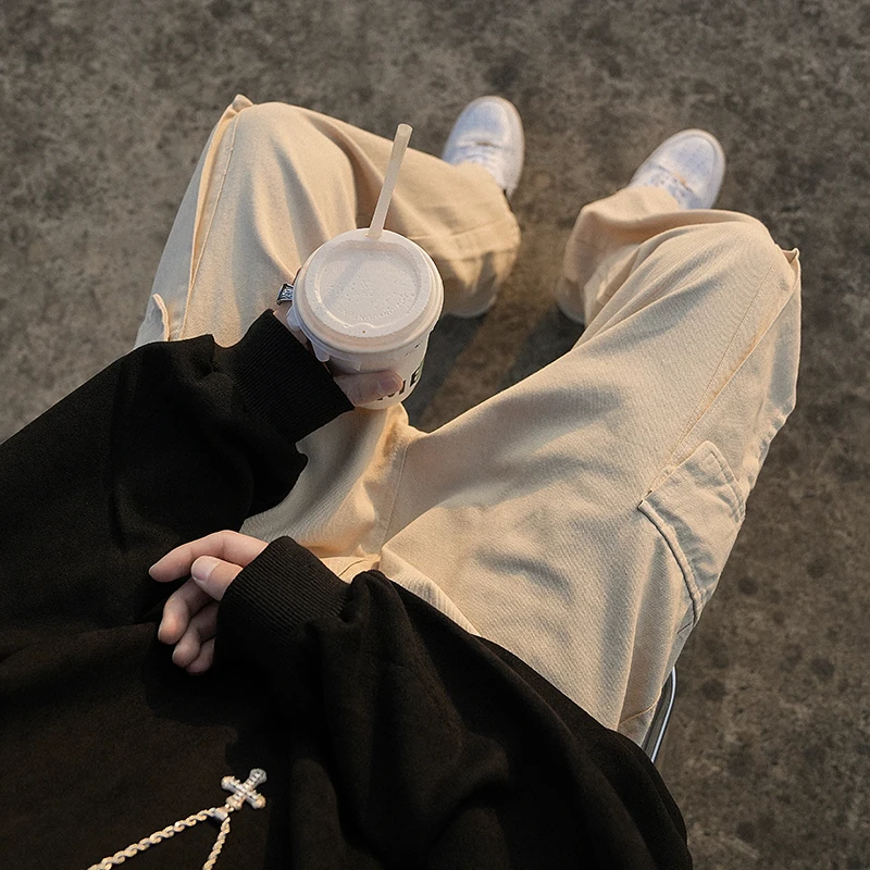 

American Sle Casual Workwear Pants Men's Spring Autumn Straight Leg Wide Leg Loose Fit High Street Faion Trousers