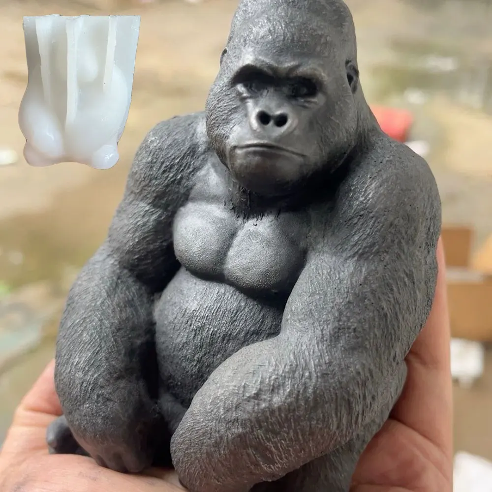 3D Orangutan Silikonowa Forma Zwierzęca Dekoracja Pulpitu Gips DIY Cement Herbata Zwierzęta domowe Dekoracja Świeca Gliniana Forma