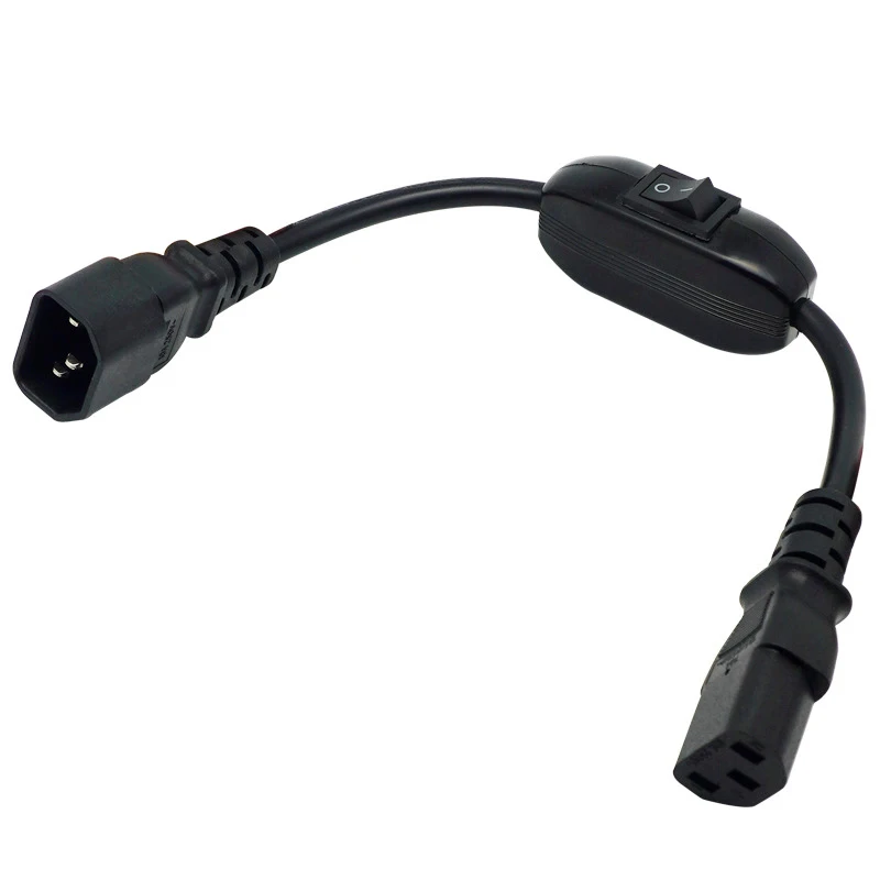 1PCS 30CM with On/Off Switch AC Power Adapter Cable PC Computer C14-C13 Extension Power Cord IEC 320 C13 Female to C14 Male