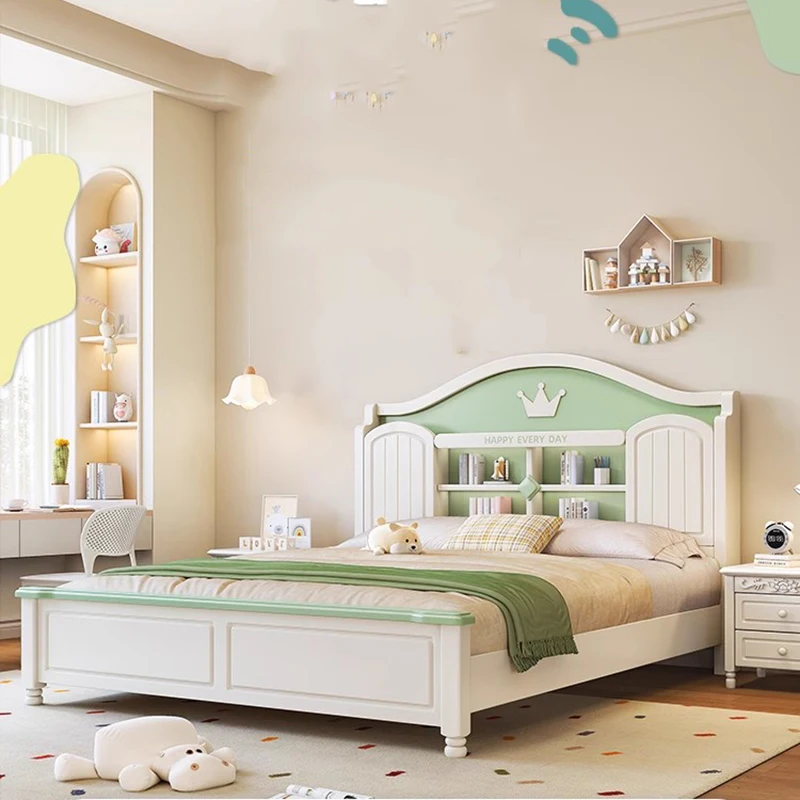 Wood Minimalist Children Double Bed Girls Modern Storage Human Princess Double Bed Design Sleeping Camas De Dormitorio Furniture