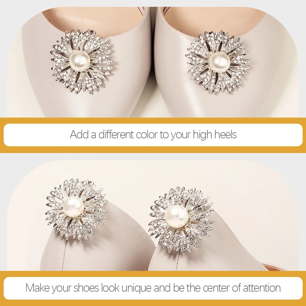 

1 Pair Clip Wedding Flowers Bridal Clip Detachable Buckle Pearl Shoe Buckle Bride Shoe Shoes Dress Clips Ornaments