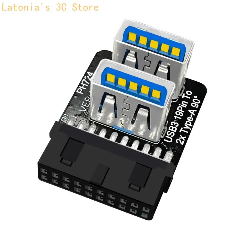 USB3.0 19 pin to Double Type A Adapter Plugs Play Enabling Easy Installation and Fast Connection for Multiple Devices X3UB