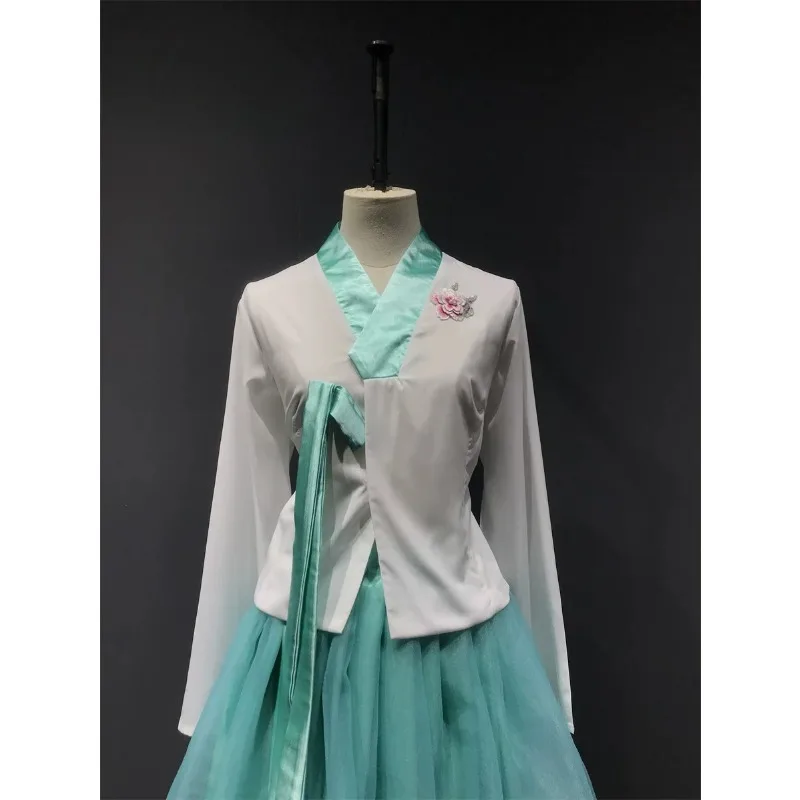 Traditional Women's Tops Skirts Set Hanbok Dress Korean Stage Performance Practice Costume