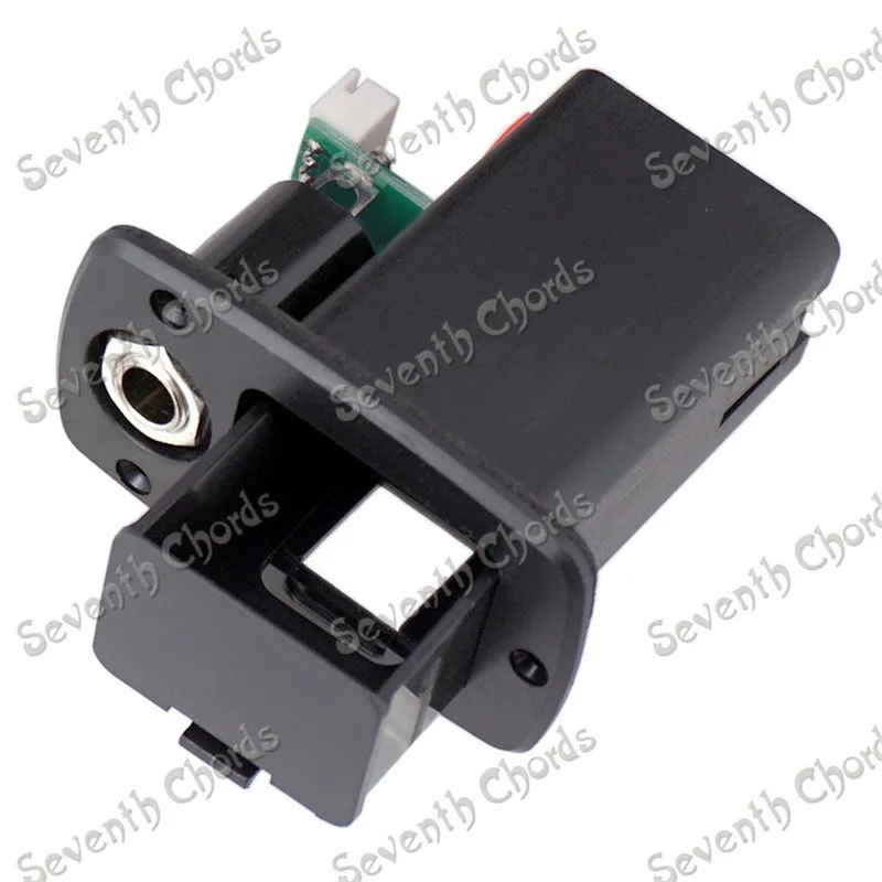 Active Guitar Bass Pickup 9V Battery Box Holder Case Compartment Cover With 4 Pin Socket metal contacts Output jack guitar parts