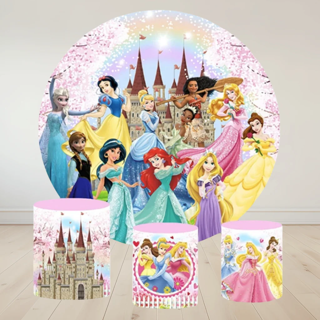 

Hasbro Ariel Belle Cylinder Cover Round Photo Backdrop Shower Birthday Party Props Plinth Dessert Table Photography Background