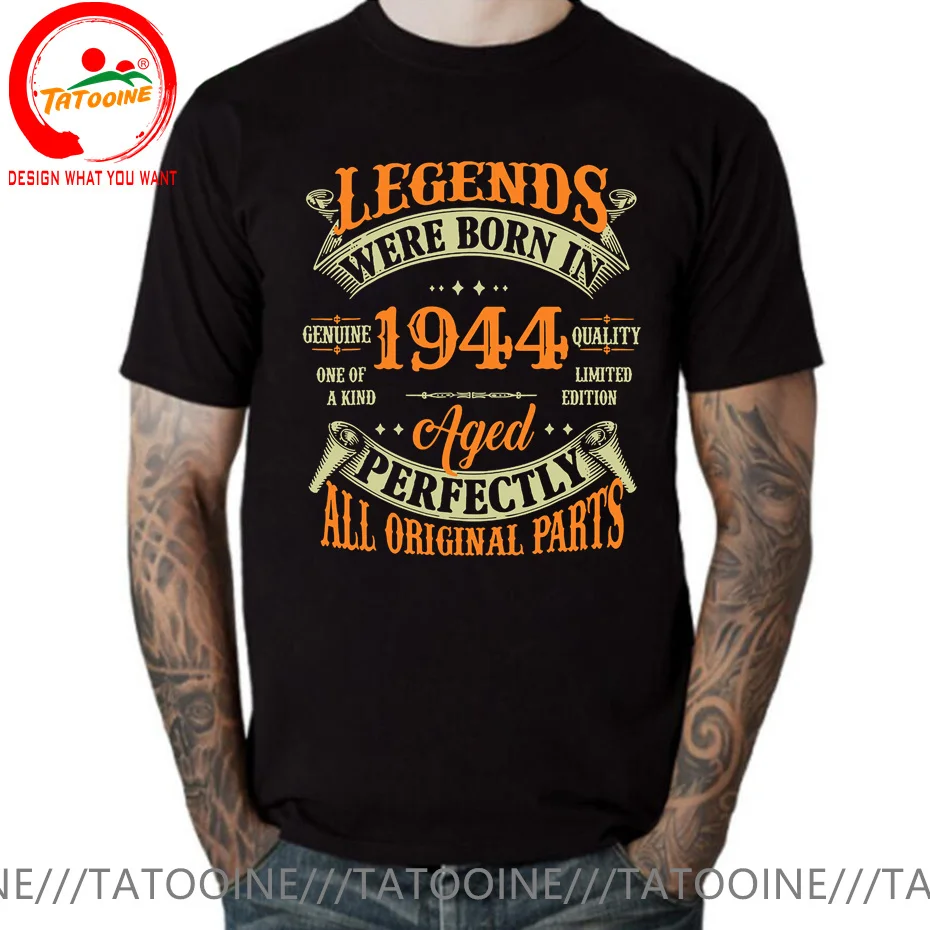 80th Birthday Shirt for Men Legends Were Born in 1944 Vintage 80 Years Old T-Shirt Classic Retro 1944 Tee Top Grandpa Papa Gifts