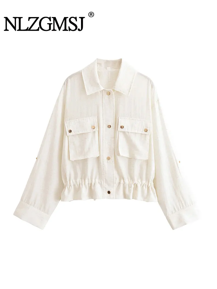 

NLZGMSJ 2025 летняя рубашка, женская одежда в стиле сафари, повседневная блузка, женские топы, уличная рубашка и блузки, женские топы