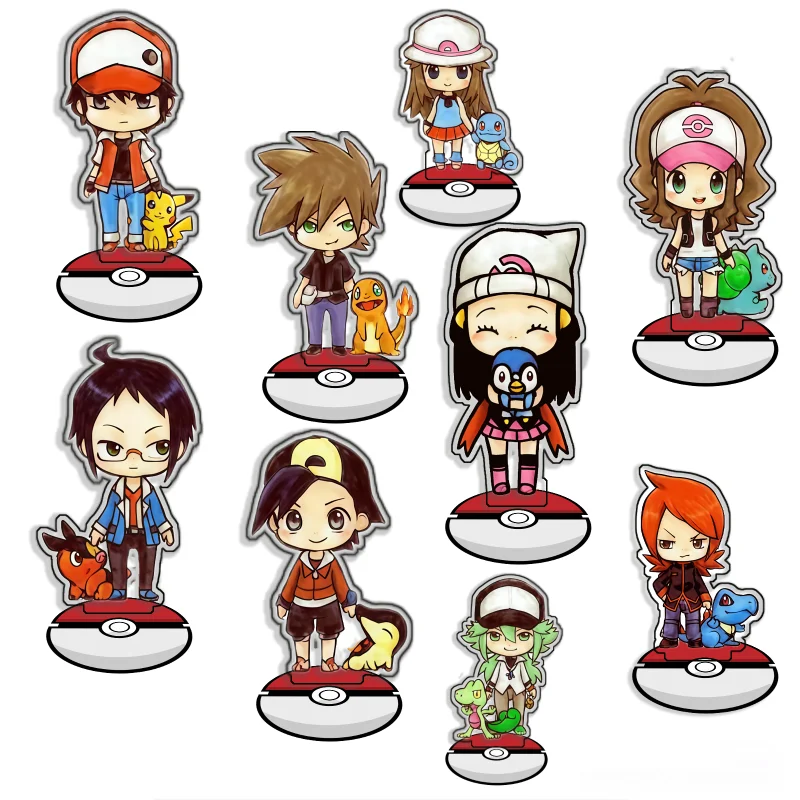 Figuras Decorativas de Acrílico Reciclado de Pokémon: Charmander Rojo, Lienzo Verde, Cheren, Dawn, Ethan, Decoración de Escritorio, Creatividad, Regalo Adorable