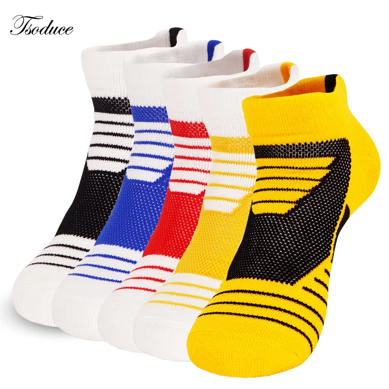 Men Basketball Socks Low Top Cushion Towel Bottom Short Tube Sports Breathable Mesh Moisture Wicking Badminton Running Socks