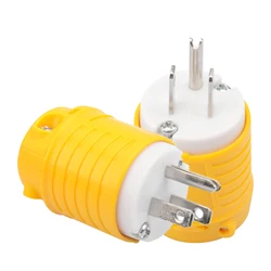 Yellow US standard NEMA 5-15P three-core male industrial equipment 15A/125V straight wiring plug ETL certification