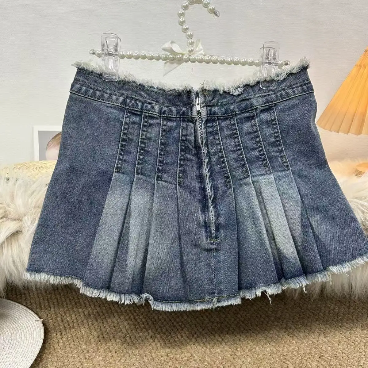 Y2K Retro Sexy Hot Girl Geplooide Haren Vintage Blauwe Denim Rok Vrouwen Amerikaanse Harajuku Nieuwe Trend Mode Hoge Taille Rok